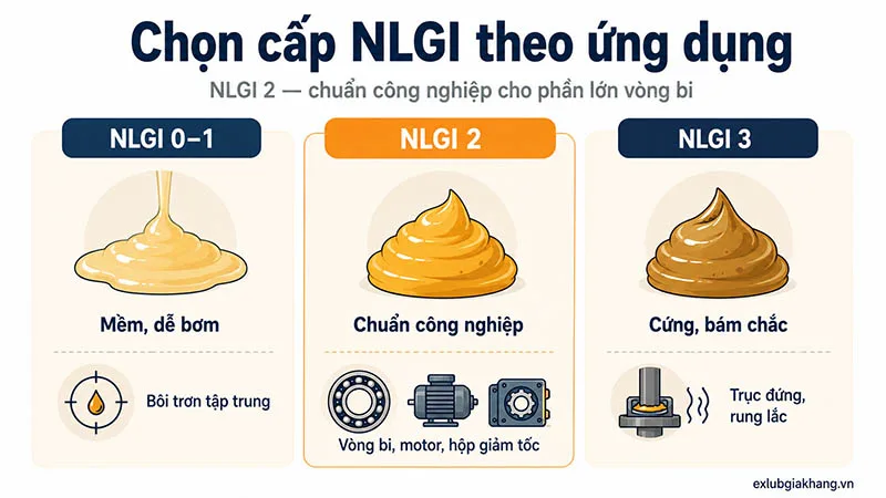cách chọn mỡ bôi trơn cấp nlgi