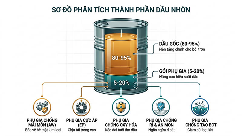 Cấu tạo dầu bôi trơn