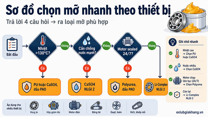 chọn mỡ bôi trơn theo thiết bị