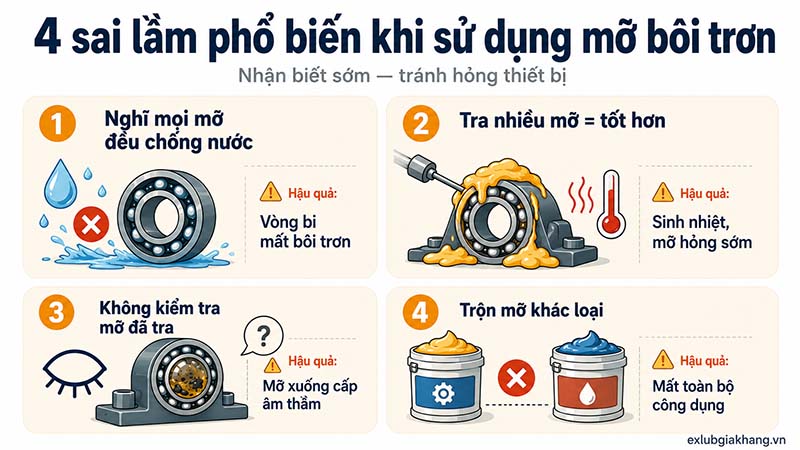 Sai lầm khi dùng mỡ bôi trơn